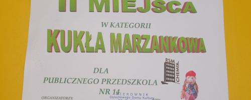 Dyplom za zajęcia II Miejsca -"Marzanna 2026"